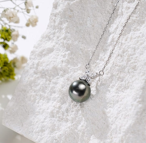 Black Pearl Silver Chain