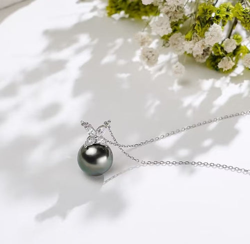 Black Pearl Silver Chain